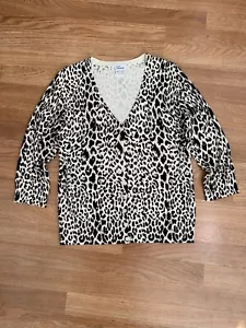 Josephine Chaus Cardigan Sweater - Women's Medium - Leopard Print - Silk Blend - Picture 1 of 7