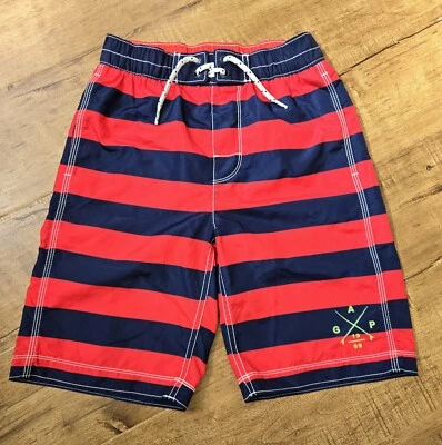 Pantalones Cortos de Natación GAP Surf Niños Tabla Niño XL (12) Reg Azul Marino y Rojo Rayas Muy Bonitos Usados en Excelente Condición Foto 1 de 4