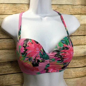 Shade & Shore 38C Women's Bikini Top Pink Floral NWOT - Picture 1 of 5