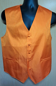 VESUVIO NAPOLI Orange Striped Vest Men's Small 5 Buttons Halloween Costume Party