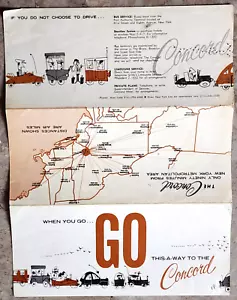 Vintage The Concord New York Mini Map Phamplet BOOKLET Advertisement 9x12 - Picture 1 of 4