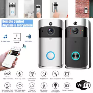 Wireless WiFi Video Doorbell Smart Phone Camera Door Bell Ring Intercom Security - Picture 1 of 30