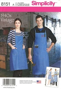 Simplicity 8151 DE COLECCIÓN AÑOS 40 DELANTAL PARA SEÑORITAS HOMBRE NIÑO NIÑA PATRÓN TODO TALLA - Imagen 1 de 3