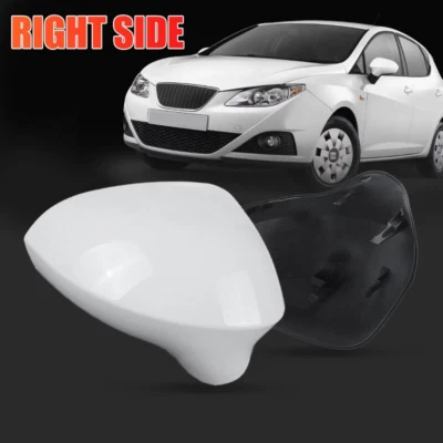 White Right Side Wing Door Mirror Cover Cap For Seat Ibiza 6J MK4 2008-2017 Foto 1 de 4