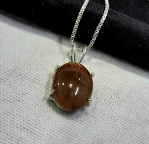 Collana Con Pendente Ovale In Onice Marrone In Argento Sterling 925 - Foto 1 di 3