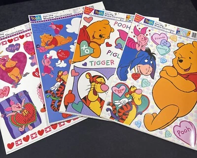 Винтажные 90-е Winnie The Pooh Window Clings Static Cling наклейки на окно Valentine лот 4 - Изображение 1 из 4
