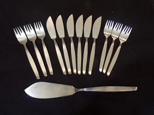 BSF Modell JASMIN Fischbesteck 6 Personen 12 Teile + Vorleger in Silber 90er TOP - Bild 1 von 6