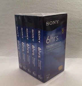 Sony T-120VR VHS Premium Leere VHS Videokassetten Kassetten 6 Stunden 5er Pack Neu Versiegelt - Bild 1 von 8