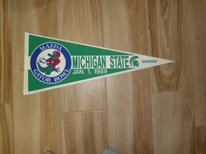 VINTAGE MICHIGAN STATE SPARTANS FELT PENNANT MAZDA GATOR BOWL 1989 30X12 NICE - Picture 1 of 3