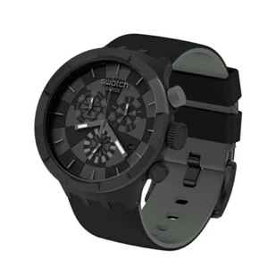 Swatch Bkack Big Bold Chrono SB02B400 Wristwatch Swiss Made Brand New - Picture 1 of 4