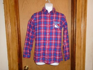 New York Rangers Men's Button Plaid Long Sleeve Shirt Medium NWT - Picture 1 of 5