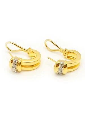 Tiffany & Co. 1995 Atlas 18KYG & 1/2ct Diamond Huggie Earrings - Image 1 of 4