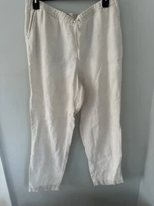 J.Jill Love Linen Size LargeLinen Pants Pockets Drawstring Beige - Picture 1 of 6