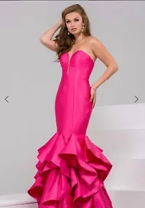 Jovani fuchsia mermaid evening prom gown size 4 msrp $649 41178a - Picture 1 of 3