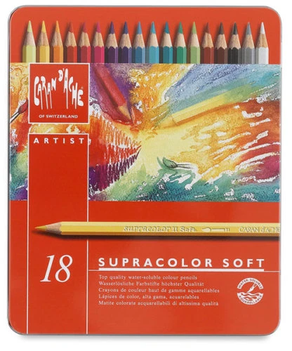 Caran D'ache Supracolor Watercolour Pencil 18 Colour Tin - Image 1 of 1