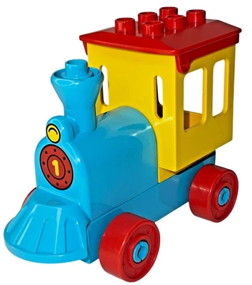 LEGO DUPLO Train Engine #1 Toy Vehicle Replacement Part Blue Base Red Wheels - Image 1 of 3