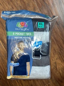 Paquete de 6 camisetas de bolsillo Fruit of the Loom XL 46-48” para hombre algodón suave que absorbe la humedad - Imagen 1 de 5