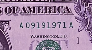 9/19/1971 Birthday Anniversary Date Note September 19th 1971 $1 One Dollar Bill - Picture 1 of 4
