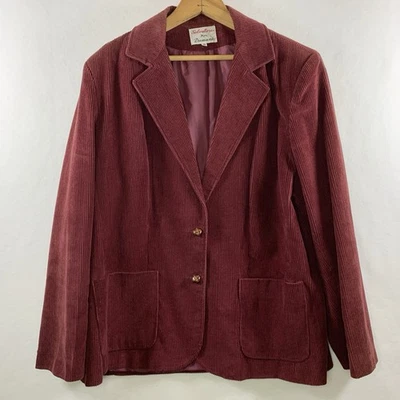 VTG Womens Wide Corduroy Blazer Academia Heritage Countryside Wood Buttons - Image 1 of 4