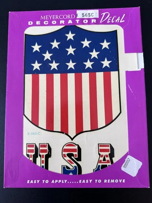 Calcomanía Decoradora Meyercord De Colección 565C Escudo Bandera Americana EE. UU. NOS Foto 1 de 2