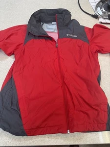 NEW Columbia Flash Forward Windbreaker LS Hooded Full Zip Red Black Men's S - Picture 1 of 7