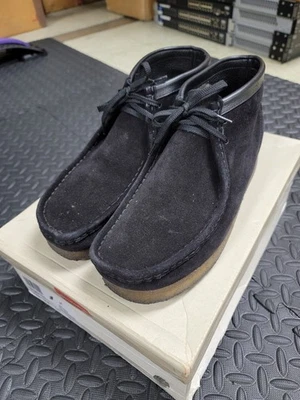 Clarks Wallabee Boot Negro Gamuza Cuero Hombre Zapato TALLA: 11 Wu-Tang - USADO Foto 1 de 4
