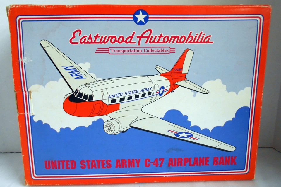 U S ARMY C-47 DC3 DIECAST AIRPLANE BANK EASTWOOD 1995 SPEC CAST #28900 - Image 1 of 1