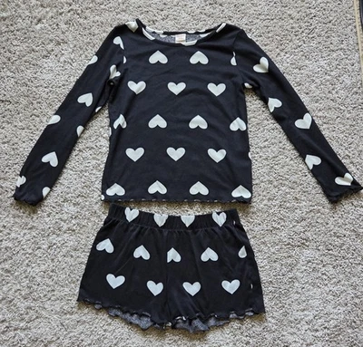 Cat & Jack - Black with White Hearts Sleepwear - Size 14 - Image 1 of 2