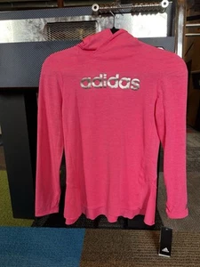 NWT Girls Youths Adidas Brt Pink Climalite LS Pullover Hoodie Thin Tunic Length - Picture 1 of 5