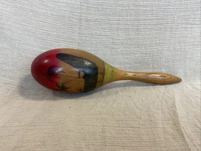 "Maraca de madera pintada a mano - 11,5""" Foto 1 de 4