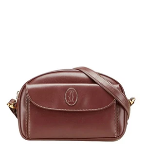 Cartier Must Line Shoulder Bag Crossbody Leather Bordeaux 23x15x4.5cm pre-owned - Picture 1 of 13