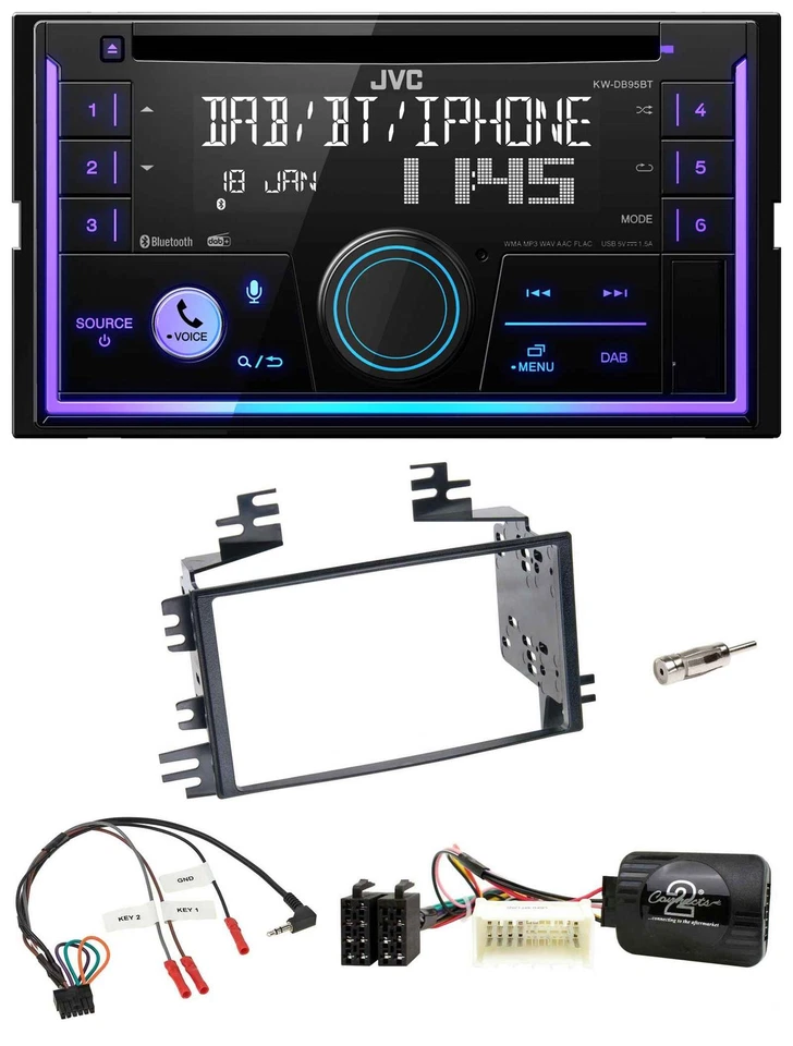 JVC Lenkrad USB 2DIN DAB Bluetooth CD Autoradio für Kia Sportage II 2005-2008 sc - Bild 1 von 4