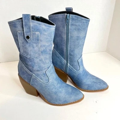 Botas Western Tacón NUEVAS Azul Cambray Talla 6.5 Foto 1 de 4