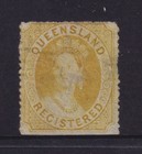 QUEENSLAND 1861 (6d) REGISTERED p15- SG11 Cat £120 FU minute thin