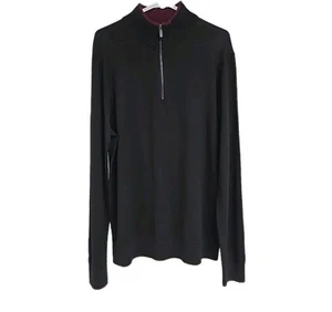 MICHAEL KORS Extrafine Merino Wool Quarter-Zip Knit Sweater Black Men’s Size L - Picture 1 of 11