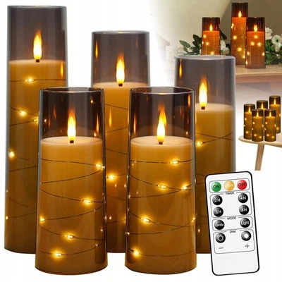 5x LED Kerzen Flammenlose Kerzen Flackernd Kerzen Licht mit Timer Fernbedienung - Bild 1 von 4