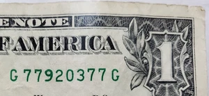 Billete de $1 2013 número de serie elegante sujetalibros a juego '77' - G 77920377 G - Imagen 1 de 3