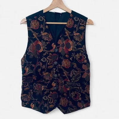 Vintage Anokhi Waistcoat Women's 10/12 Black Multicoloured Flower Boho - Image 1 of 4