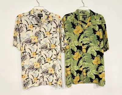 Lote 2 Camisa Hawaiana Steve & Barry's Para Hombre Talla XL Floral Tejida Rayón Abotonada Foto 1 de 4