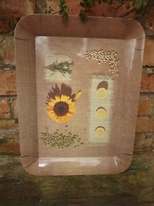 Melamine Decorative Serving Tray Sunflowers Good Cond. 30 x 35cm