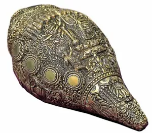 Figurine sculpture coquille conque Vishnu Virat Shankh en laiton statue idole - Photo 1/2