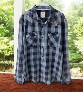 NWT Levis Casual Shirt Mens XL Plaid Canvas Button Up vintage bleach blue - Picture 1 of 5
