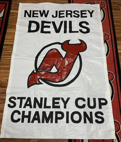 NJ NEW JERSEY DEVILS ULTRA RARE VINTAGE STANLEY CUP CHAMPIONS HUGE BANNER NHL Cover