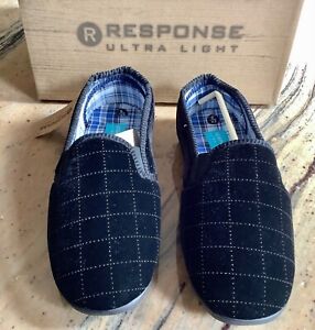 Mens brand new, Response, ultra light, black check, velour slippers. Size 8.