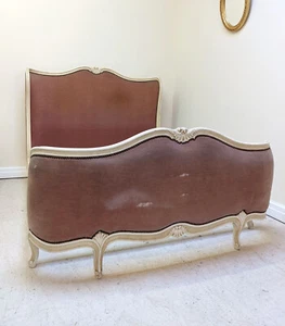 WONDERFUL VINTAGE FRENCH UPHOLSTERED CUSTOM DOUBLEC CORBEILLE LOUIS XV BED - Picture 1 of 8