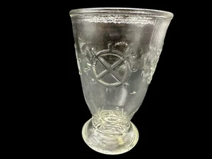 Vintage 1950s Sau Sea Shrimp Cocktail Glass Nautical Ships Wheel Design 3 7/8” - Picture 1 of 13