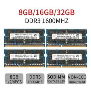 Hynix 32GB 16GB 8GB DDR3 1600MHz PC3-12800S Laptop Memory 204Pin SODIMM SDRAM UK - Picture 1 of 12