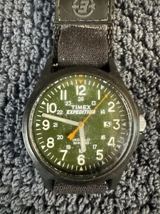 Timex Expedition Watch Nylon Band Black Case Green Dial Indiglo New Battery - Picture 1 of 5
