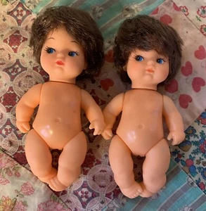 2 Vintage MIHK 5” dolls Made In Hong Kong Pee Wees ? Mini Dolls - Picture 1 of 8