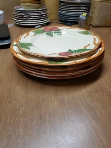 7 Vintage Franciscan Dinner Plates Apple Pattern Mix Stamps & Shape Bin 156 Euc - Picture 1 of 20
